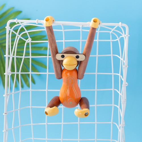 创意卡通木质摆件懒人桌面手机支架倒挂猴北欧风装饰品摆件批发