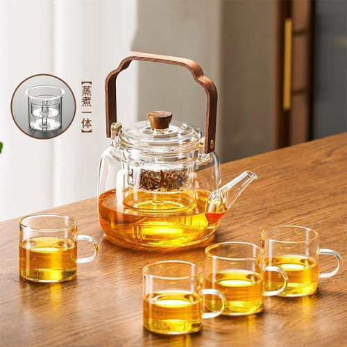 厂家供应祥云提梁壶高硼硅玻璃蒸煮一体茶壶家用大容量煮茶壶