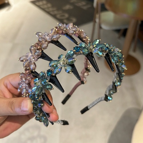 韩国水晶带齿轻奢满钻发箍发饰简约气质复古百搭细头箍发卡女发饰