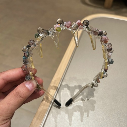 时尚轻奢带钻发箍发饰头饰发卡精致水晶发卡带齿防滑头箍压发卡子