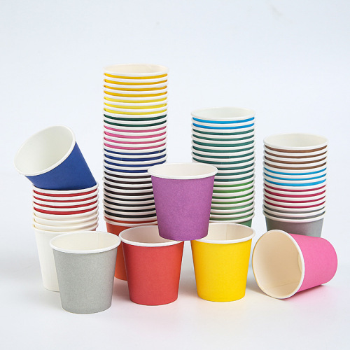 跨境热销彩色一次性小纸杯儿童幼儿园手工批发纯色环保杯子