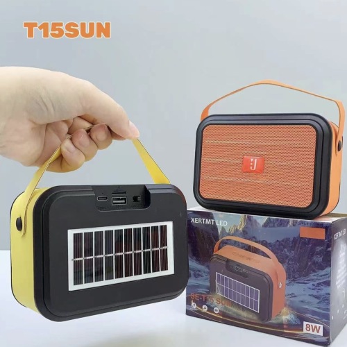新款T15SUN蓝牙音箱非洲热卖户外手提太阳能充电板便携式TWS音响