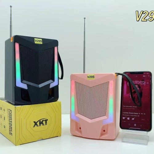 外贸爆款V29S手提太阳能蓝牙音箱户外便携低音炮桌面RGB灯收音机