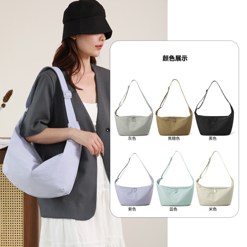 休闲时尚单肩包女轻便百搭潮流腋下包纯色简约韩版外出旅行斜挎包