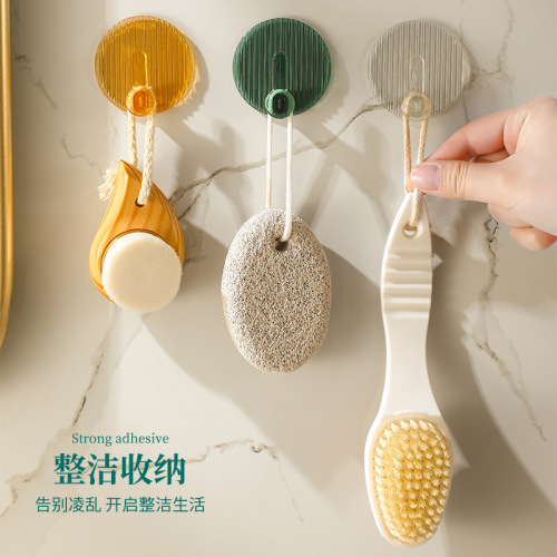 新款简约家用条纹挂钩免打孔浴室厨房门后钩衣钩壁挂无痕粘钩