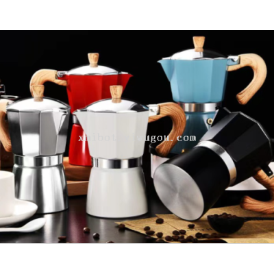Popular European Style Wood Grain Handle Coffee Pot Turkish Coffee Appliance Outdoor Portable Coffee Making Tool