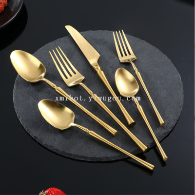 304 Stainless Steel Small Waist Western Tableware Integrated Molding Lengthened Handle Thickened Knife Fruit Fork Dessert Spoon