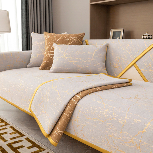 雪尼尔沙发垫沙发盖布巾轻奢风现代简约扶手靠背