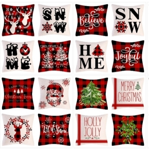 digital printing christmas pillow super soft cotton and linen printing pillow back cushion pillow case