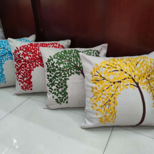 pachira macrocarpa embroidered four-color pillow cushion backrest lumbar support bedside and sofa car back pillowcase