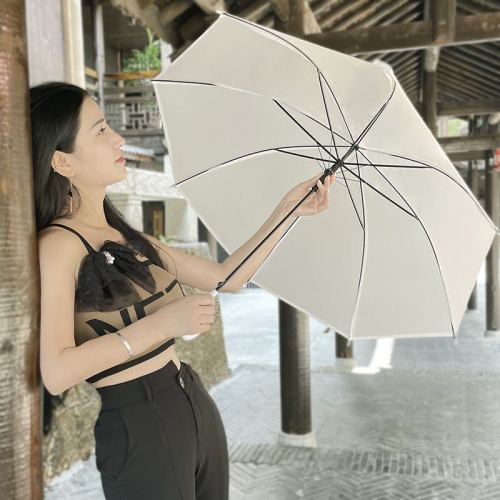 Spot Umbrella Wholesale Frosted Colored Long Handle Advertising Logo Umbrella Fresh Factory Direct Sales Transparent Umbrella
