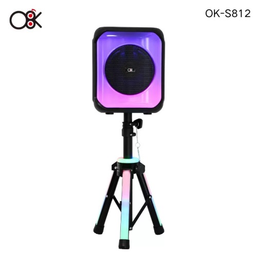 OK-S812  外贸跨境8寸蓝牙音箱蓝牙音响带支架LED火焰灯音箱
