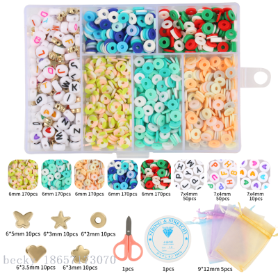 Mix Polymer Clay Acrylic Jewelry Making Kits Soft Pottery Spacer Beads For Kids Girls Bracelet Necklace DIY Kits Sets