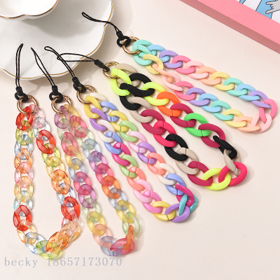 Fashion Trendy Colorful Acrylic Spring Ring Mobile Phone Chain For DIY Women Anti-Lost Telephone Strap Lanyard Jewelry