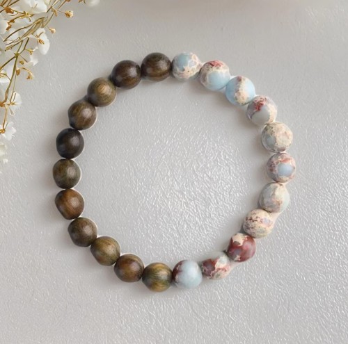 中国风寿山石绿檀手链男手串禅意文艺民族风女敦煌佛珠饰品送礼物