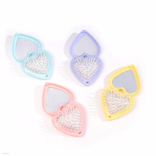 new massage comb heart-shaped foldable and portable mirror and comb massage scalp cute girl student gift comb
