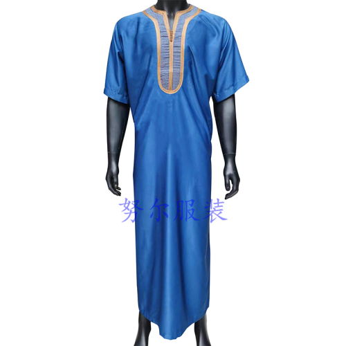 阿拉伯大袍长袍丝光绒短袖摩洛哥款