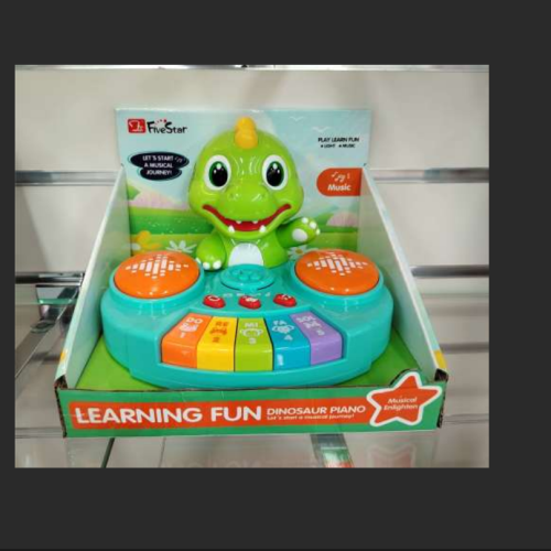 绿色恐龙拍鼓琴，灯光/音乐