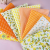 8Pcs 9.8*9.8in Yellow Cotton Fabric Printed Square Sewing Needle Thread and Manual DIY Patch Fabric Accessories