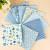 8Pcs 9.8*9.8in Blue Cotton Fabric Printed Square Sewing Needle Thread and Manual DIY Patch Fabric Accessories