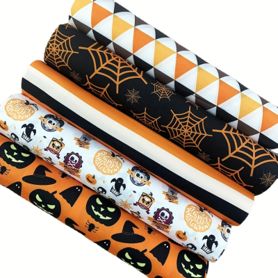 5Pcs 9.8*9.8in Halloween Pattern Polyester Fabric Quilted Fabric Bundle Handmade DIY Clothing Patch Accessories
