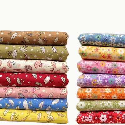 7Pcs 9.8*9.8in Flower Umbrella Pattern Printed Cotton Fabric Handmade DIY Sewing Clothing Accessories