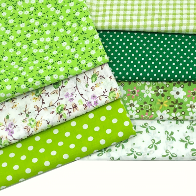 Green 7pcs 19.6x19.6in Floral Fat Quarters Fabric Bundles Fabric Quilting Squares Precut Patchwork Quarter Sheets for Sewing Patterns Bundle