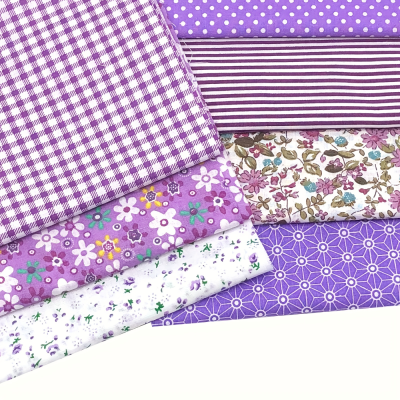 Purple 7pcs 19.6x19.6in Floral Fat Quarters Fabric Bundles Fabric Quilting Squares Precut Patchwork Quarter Sheets for Sewing Patterns Bundle