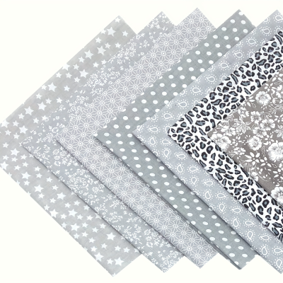Gray 7pcs 19.6x19.6in Floral Fat Quarters Fabric Bundles Fabric Quilting Squares Precut Patchwork Quarter Sheets for Sewing Patterns Bundl