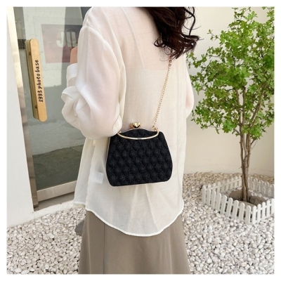 Classic Dinner Bag Hand-Held Imitation Gold Trim Large Capacity Backpack Clutch Purse Evening Dress Sequined Clutch