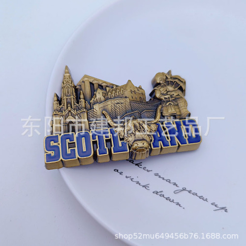 金属冰箱贴欧洲旅游纪念品英国国旗蔚蓝海岸英国巴士锌合金冰箱贴