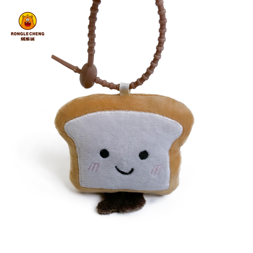 创意卡通面包片造型毛绒玩具手机壳挂件车钥匙扣玩偶爪机娃娃公仔
