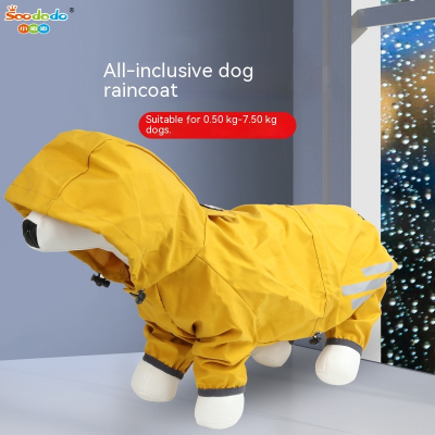 SoododoXDL-94115 Dog raincoat all-wrapped four-legged waterproof poncho Small medium-sized dog Teddy bear Bo Mei rainy day pet clothes