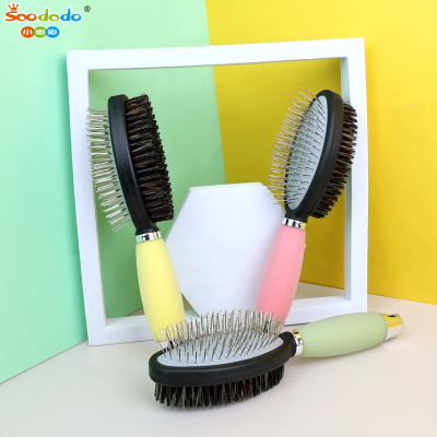 Soododo XDL-90902 Pet silicone double-sided comb air bag needle comb pig hair brush Cat dog to float hair open knot grooming comb pet supplies