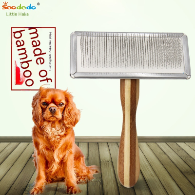 Soododo XDL-90416/7/8/9  Pet Supplies Dog grooming comb Pet brush rake comb Color bamboo Qin Di grooming dog comb Steel needle hair removal needle comb