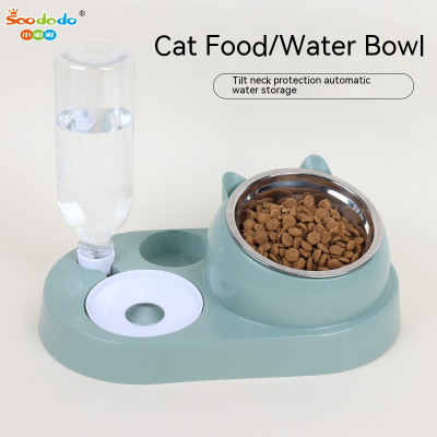 SoododoXDL-New dog bowl Cat bowl neck bottle pet automatic drinking bowl Plastic ring dog food basin pet supplies wholesale