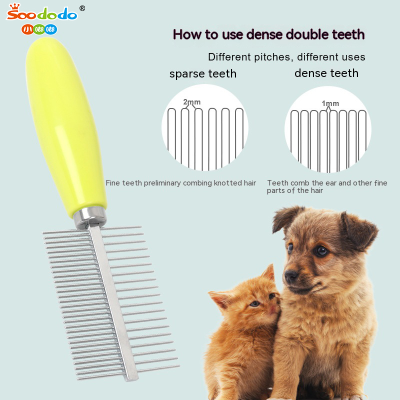 Soododo XDL-92247 Pet double row comb Dog comb Hair removal styling Beauty cat comb Cat comb open knot needle comb pet supplies