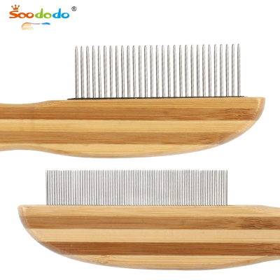 SoododoXDL-90411.01/2/3Pet comb Colored bamboo handle Flea comb Metal dense tooth comb tooth row comb Dog clean lice removal comb
