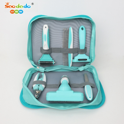 SoododoXDL-Pet Comb set Automatic Hair Removal comb Cat nail clipper file Dog knotted hair removal comb row comb