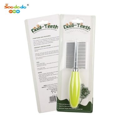 SoododoXDL-92247Pet double row comb Dog comb Hair removal styling Beauty cat comb Cat comb open knot needle comb pet supplies