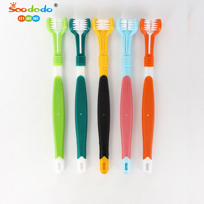 SoododoXDL-93044Pet toothbrush Oral cleaning Dog toothbrush Cat toothbrush Dog toothbrush Three-headed, three-sided toothbrush