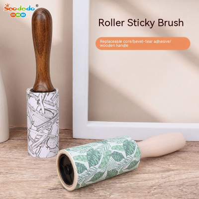 Soododo XDL-ZMQ001Wooden handle roller lint remover Removable paper clothes Pet hair remover brush Cat and dog hair remover
