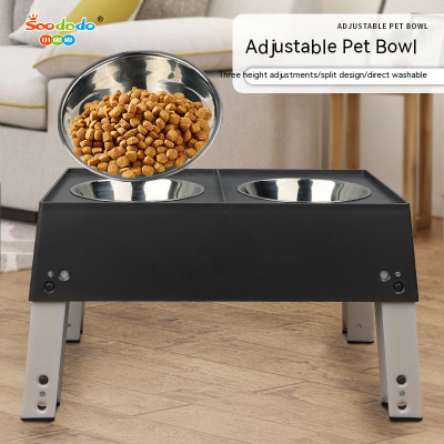 Soododo XDL-936153 Pet bowl Adjustable lift Dog bowl Folding table dog food bowl Feeding feed water pet double bowls
