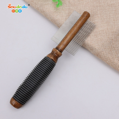 Soododo XDL- 90701 Pet comb Wood handle double knotted cat and dog comb flea-removing comb