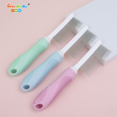 Soododo XDL-95101 Pet row comb for cats and dogs to float hair open knot comb High and low needle flea comb Pet cleaning and grooming supplies