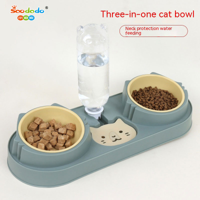 Soododo XDL-936135 Pet automatic drinking bowl Three plastic dog bowl Cat Double bowl Dog food bowl Cat food Pet supplies