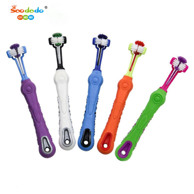 Soododo XDL- 93046 Pet toothbrush Dog toothbrush Plastic dog toothbrush Oral cleaning Three sides three heads toothbrush Pet supplies