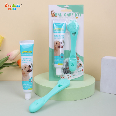 Soododo XDL-93374 Pet toothpaste toothbrush set Cat dog oral cleaning finger set dog toothbrush Cat toothbrush pet supplies wholesale