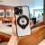 Magnetic Wireless Charging Plating Phone Case For iPhone 15 pro max Lens Protection Transparent Kickstand Phone Case