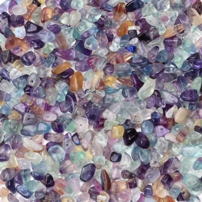 400pcs Natural Chip Stone Beads Fluorite 5-8mm Crystals Gemstones Irregular Stone Loose Rocks Bead Hole Drilled Jewelry Making DIY for Bracelet Necklace Crystal Tree Craft